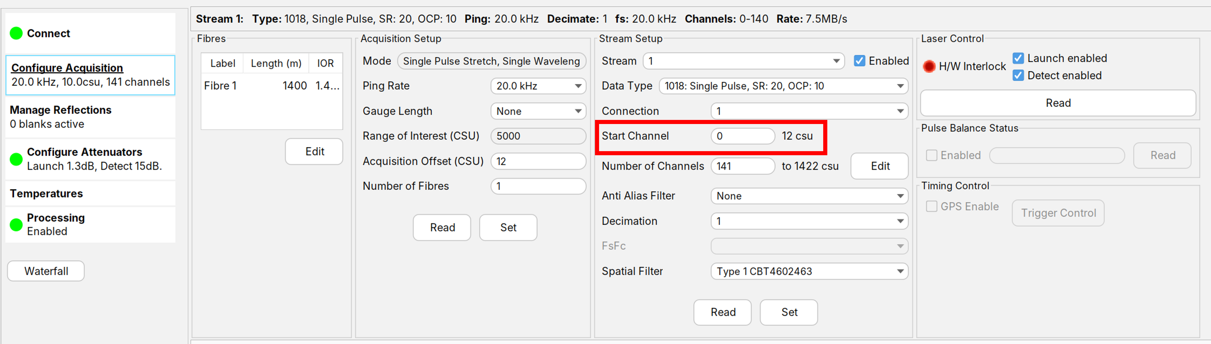 Altering the start channel